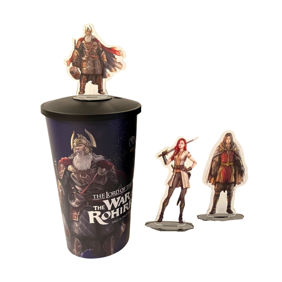 Lord of The Rings: War of Rohirrim 44oz Cup with Lid and 3 Character Toppers