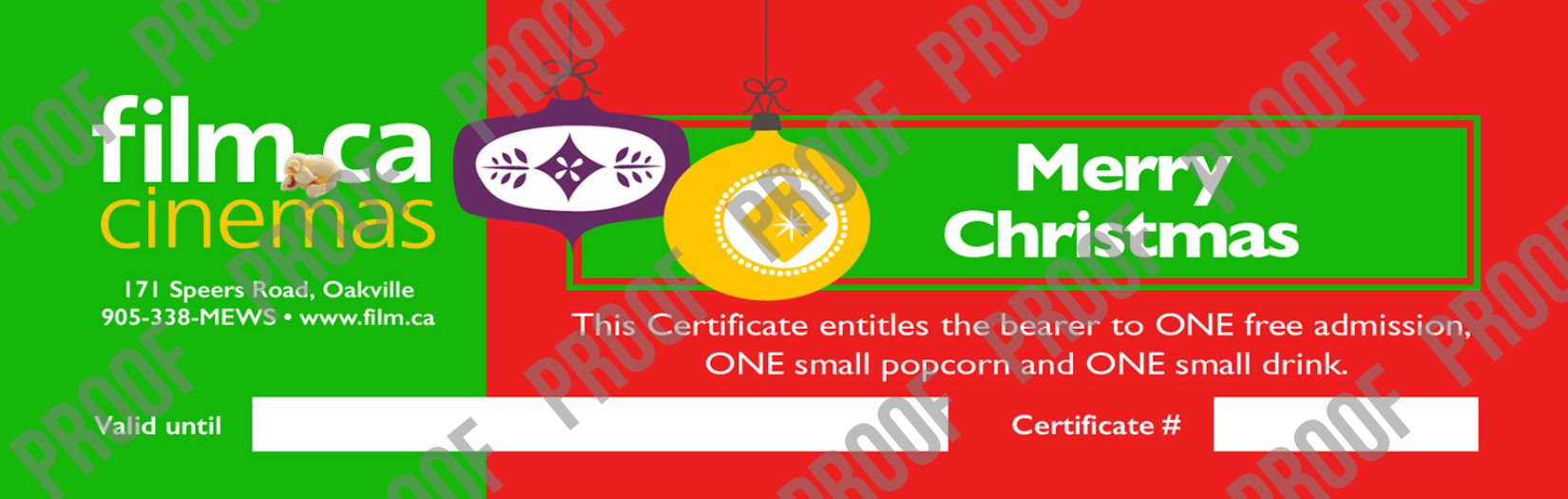 Film.Ca Certificates (Pack of 100)