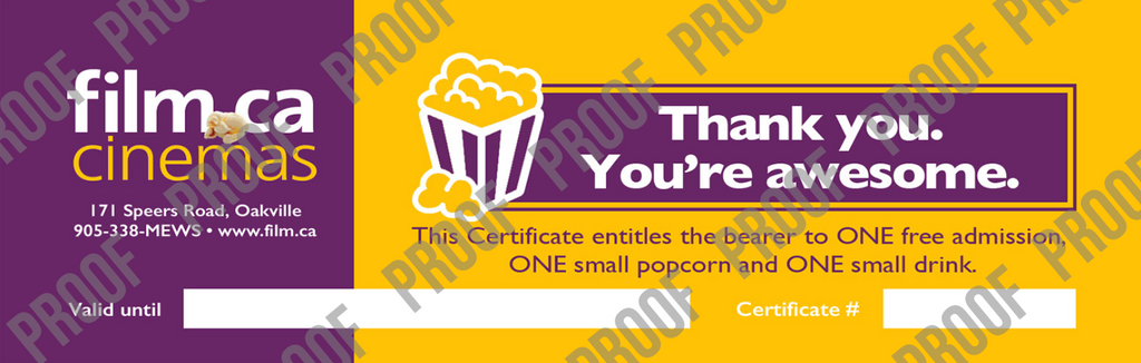 Film.Ca Certificates (Pack of 100)
